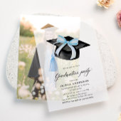 Modieus Elegant Trendsettend Stijlvol Blauw Strik  Vellum Uitnodigingen