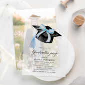 Modieus Elegant Trendsettend Stijlvol Blauw Strik  Vellum Uitnodigingen