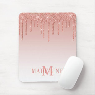 Modieus Glamourus Monogram Glitter Roze Goud Muismat