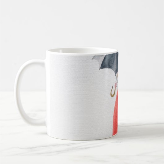 Modieus Meisje: paraplu regen illustratie Koffiemok (Links)