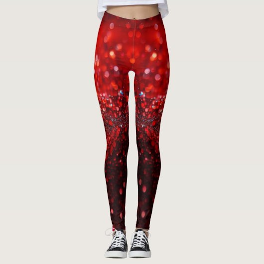 Modieus met rood glitterontwerp leggings (Voorkant)
