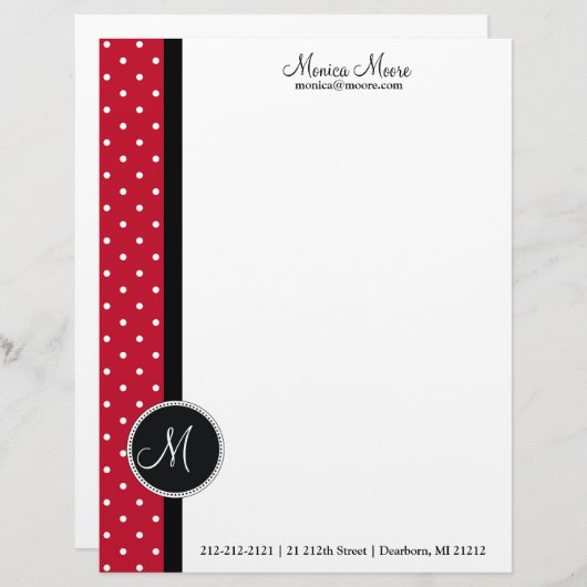 Modieus Rood en Wit Stip/het Briefhoofd van het (Voorkant / Achterkant)