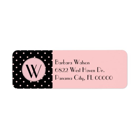 Modieus Roze & Zwart Monogram Etiket (Voorkant)