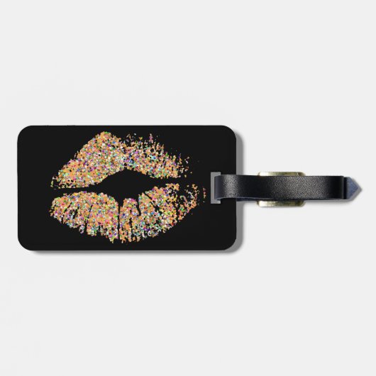 Modieus schitter Lippen Bagagelabel (Achterkant horizontaal)