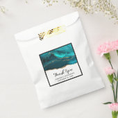 Modieus Stijlvol Teal Agaat & Gouden Lint op Wit Bedankzakje (Gezegeld)