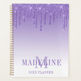 Modieus Stijlvolle Paarse Glitter Monogram Planner
