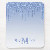 Modieus Stof Blauwe Monogram Glitters Muismat (Voorkant)