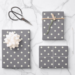 Modieus Titanium grijs, wit polka dot patroon Inpakpapier Vel