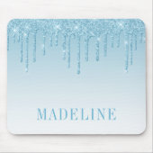 Modieus trendy lichtblauw glitters muismat (Voorkant)