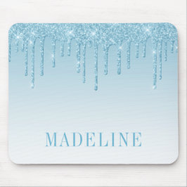 Modieus trendy lichtblauw glitters muismat