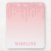 Modieus trendy roze blos glitter druppel muismat (Voorkant)