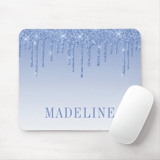 Modieus trendy stoffig blauwe glitter muismat (Met muis)