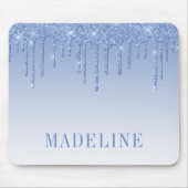 Modieus trendy stoffig blauwe glitter muismat (Voorkant)
