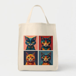 Modieus Vier paneel Katten Geometrische Stylist Ta Tote Bag