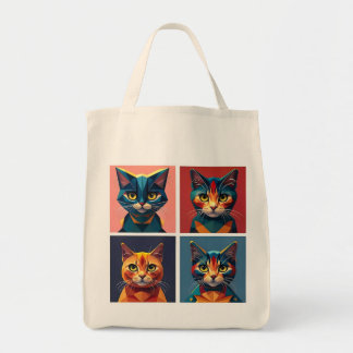 Modieus Vier paneel Katten Geometrische Stylist Ta Tote Bag