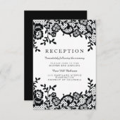 Modieus Zwarte Kant Formeel Trouw Ontvangstfeest Informatiekaartje (Voorkant / Achterkant)