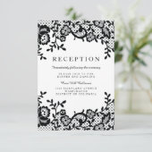 Modieus Zwarte Kant Formeel Trouw Ontvangstfeest Informatiekaartje (Staand voorkant)