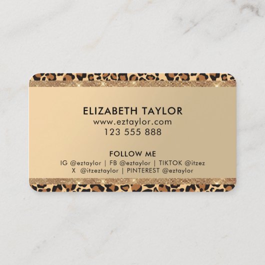 Modieuze Animal Print Visitekaartje (Achterkant)