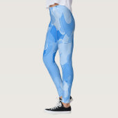 Modieuze blauwe damesbroek, blauwe harten vrouwen leggings (Links)