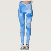 Modieuze blauwe damesbroek, blauwe harten vrouwen leggings (Voorkant)