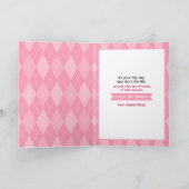 Modieuze bruine meisje / tiener roze verjaardag kaart (Binnen)