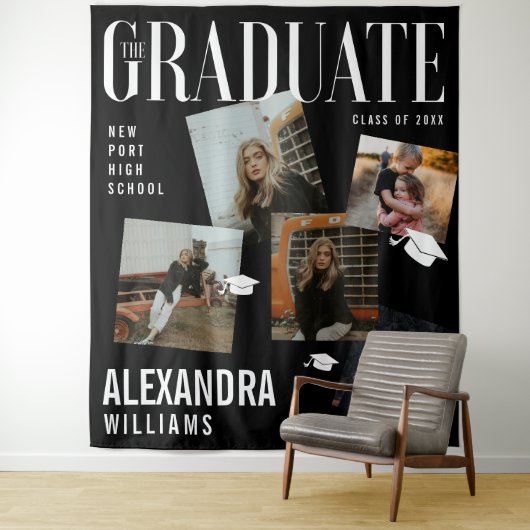 Modieuze Collage van Tijdschriftcovers voor Afstud Wandkleed (In situ)