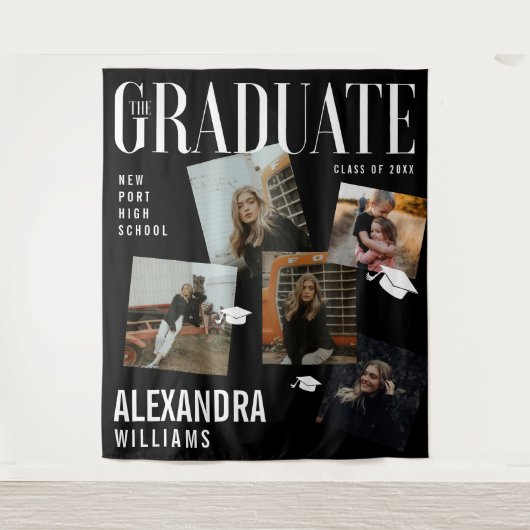 Modieuze Collage van Tijdschriftcovers voor Afstud Wandkleed (Voorkant)