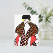 modieuze dame briefkaart (Staand voorkant)