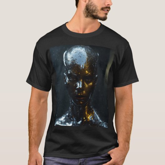# Modieuze FAS: zwart T-shirt voor heren. (Voorkant)