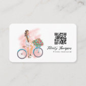 Modieuze Fiets Meisje QR Code Visitekaartje (Voorkant)