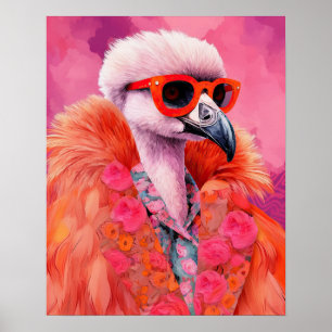 Modieuze Flamingo Funky Art Print