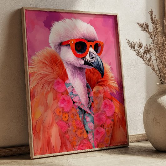 Modieuze Flamingo Funky Art Print