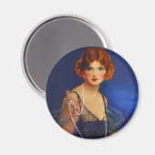 Modieuze Flapper Meisje w / middernacht blauwe jur Magneet (Voorkant / Achterkant)