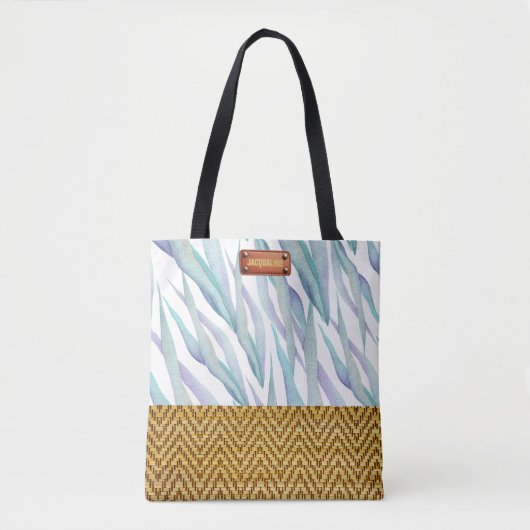 Modieuze Floral Waterverf rotan look Tote Bag (Voorkant)