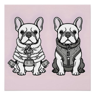 Modieuze Franse Bulldog Paris Style Perfect Poster