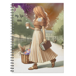 Modieuze Ginger Haar Meisje met Boekenboek Journal Notitieboek