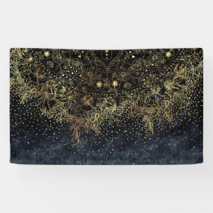 Modieuze Gouden bloemenmandala en confettien Spandoek