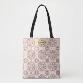 Modieuze gouden naam plaque patterned tote bag (Voorkant)
