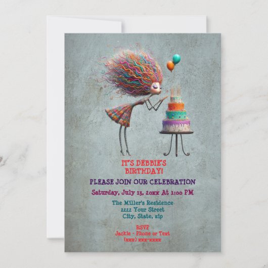 Modieuze grillige verjaardag meisje kaart (Voorkant)