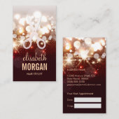 Modieuze Hair Stylist Gold Sparkle Afspraak Afsprakenkaartje (Voorkant / Achterkant)