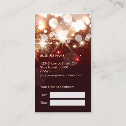 Modieuze Hair Stylist Gold Sparkle Afspraak Afsprakenkaartje (Achterkant)