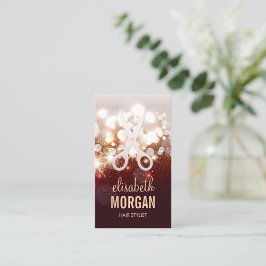 Modieuze Hair Stylist Gold Sparkle Afspraak Afsprakenkaartje (Staand voorkant)