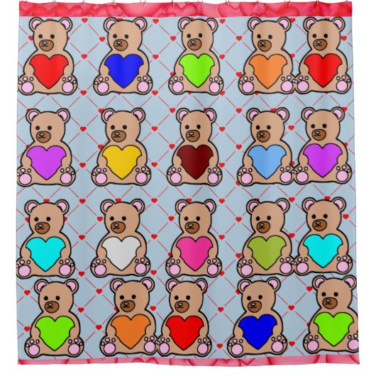 Modieuze hart teddybeer liefhebber douchegordijn (Voorkant)