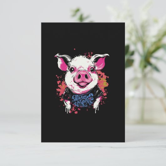 Modieuze hipsta varkensgraffiti stijl printable de bedankkaart (Staand voorkant)