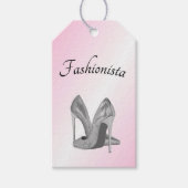 Modieuze hoge hakken roze naar en van cadeaulabel (Voorkant)