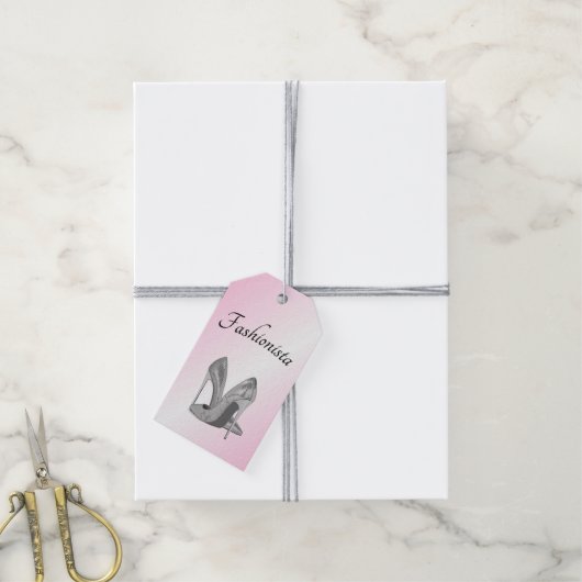 Modieuze hoge hakken roze naar en van cadeaulabel (Met Touw)