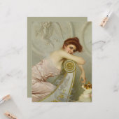 Modieuze jonge dame streelen haar puppy hond kaart (Voorkant / Achterkant in situ)