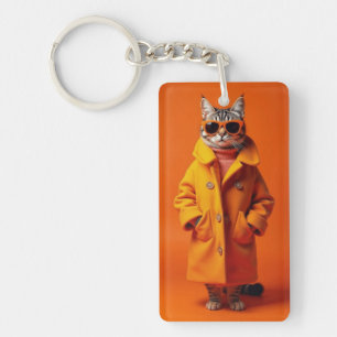 modieuze katachtige sleutelhanger