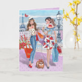 Modieuze lila die in de Meisjes van Parijs Kaart (Gele Bloem)