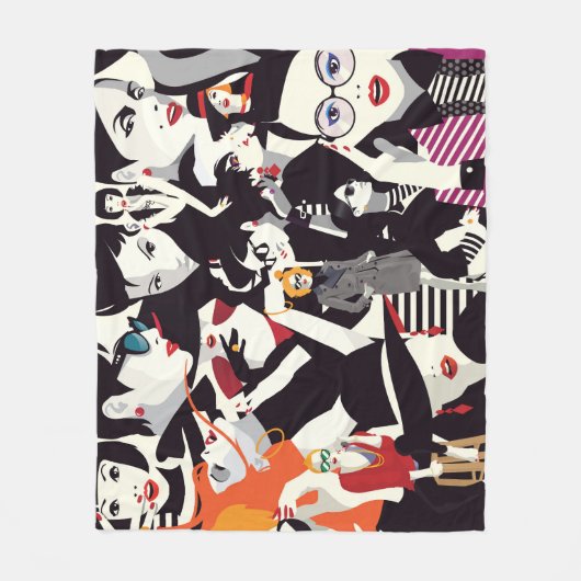 Modieuze meisjes collage: pop kunst fleece deken (Voorkant)